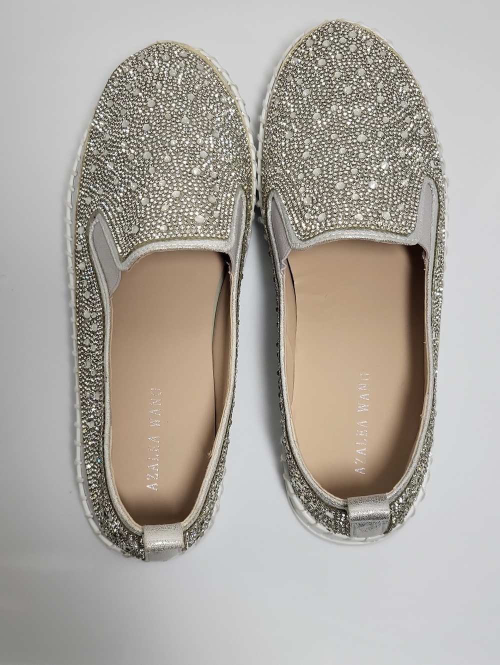 Embellished Silver Slip-On Platform Flats by Azalea Wang